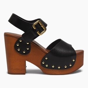 Stylish Black and Brown Platform Sandals with Gold Accents